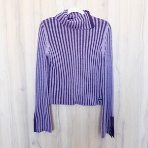 Y2K Mudd Womens Sweater Top Size L Purple Ribbed Turtleneck Indie Grunge Skater